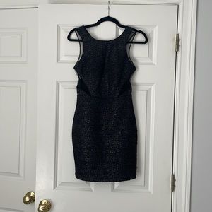 Black mesh body con semi dress